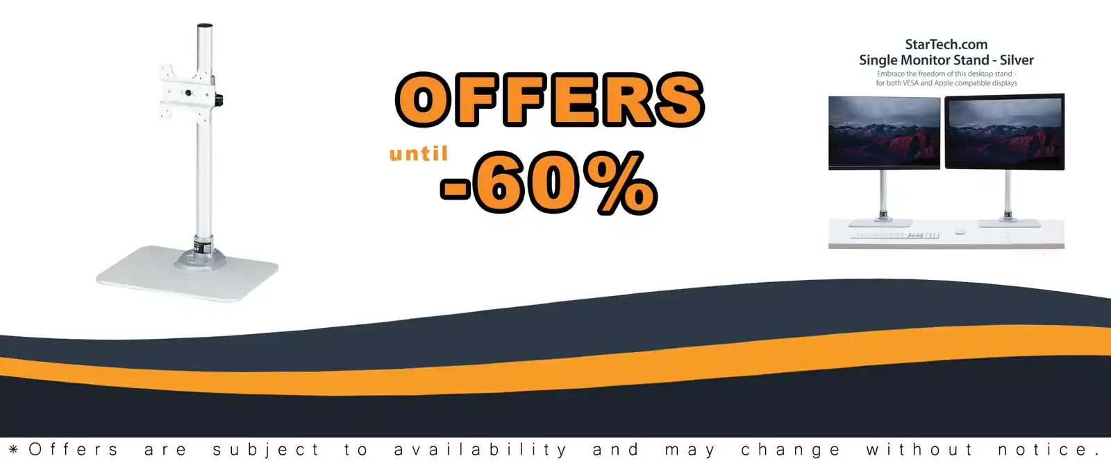 StarTech.com adjustable monitor stand for UHD and Apple displays up to 34 inches